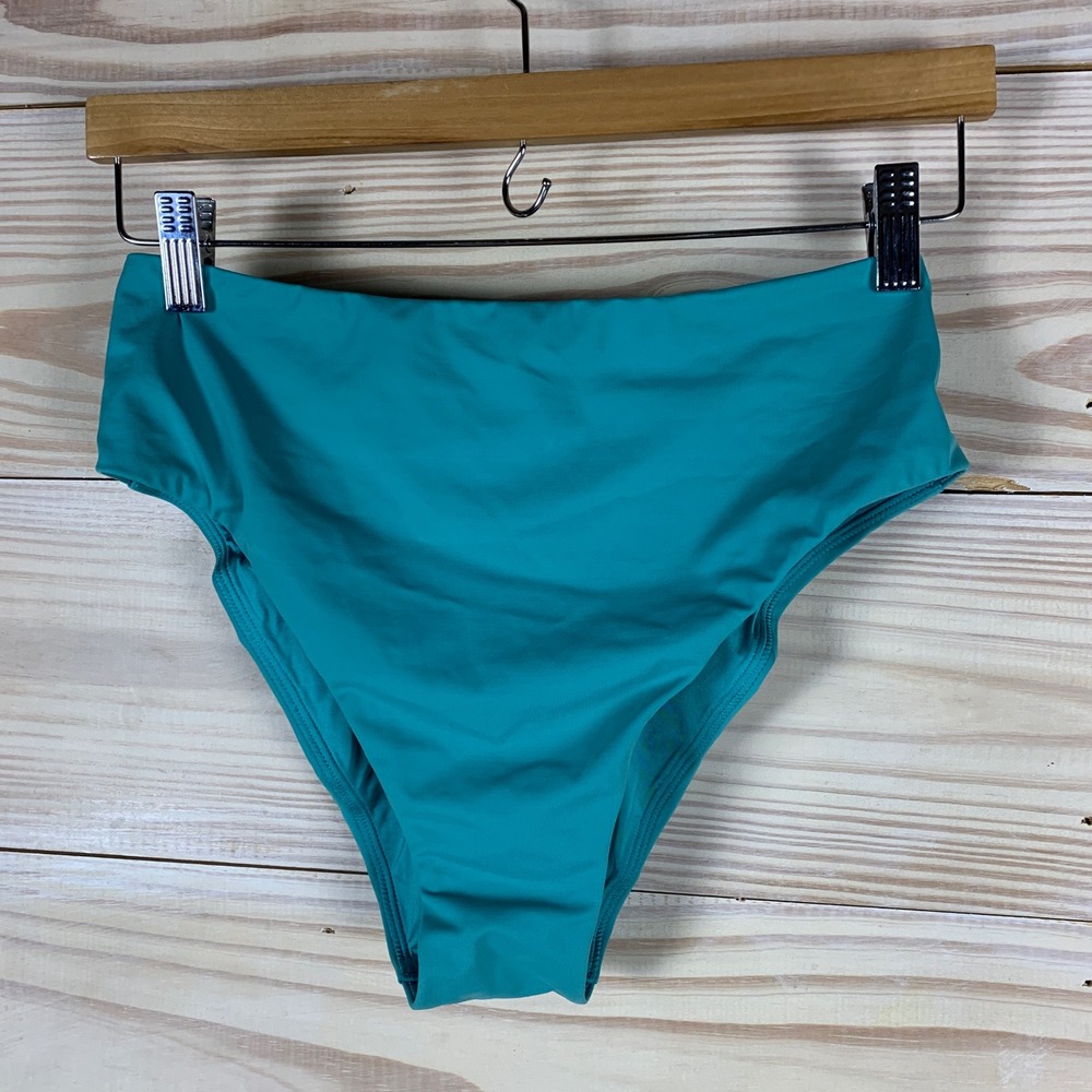 CUUP High Waisted Bikini Bottom Womens 3 Teal Blue‎ Sustainable ECONYL Swimwear